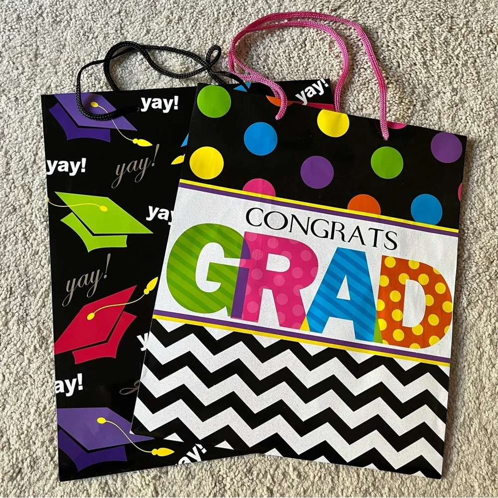 2 Graduation Themed Gift Bags - Bundled Lot